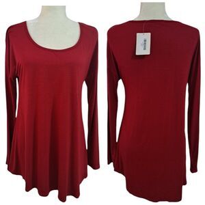 Chris & Carol Women's Long Sleeve Tunic Top Made in USA Scoop Neck  Rayon Large